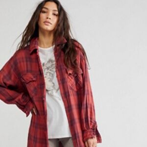 CP Shades Free People Plaid Maxi Top